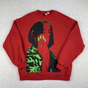 Billie Eilish Crewneck Adult Oversized XS Red Pop Star Divided H&m  Merch